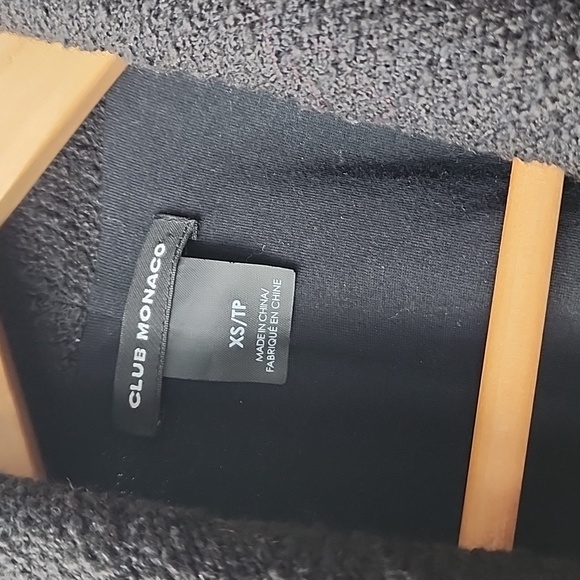 Club Monaco Tweed Fringe Open Collar Long Vest Jacket - Picture 3 of 7